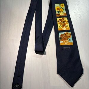 Navy Tie with Sunflower Design